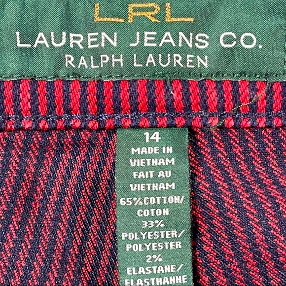 LRL Lauren Jeans Co plus size 14 red navy blue pinstripe straight leg jeans EUC - Picture 10 of 10